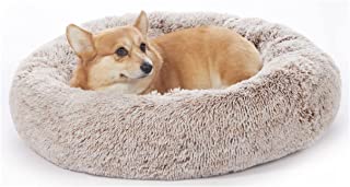 Bedfolks Calming Donut Dog Cat Bed| Anti Anxiety Round Fluffy Plush Dog Bed for Small Medium Large Dogs, Machine Washable Cuddler Pet Bed