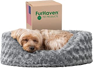 Furhaven Pet Beds for Small, Medium, and Large Dogs – Round Oval Cuddler Supportive Dog Bed with Removable Cover – Multiple Sizes & Styles