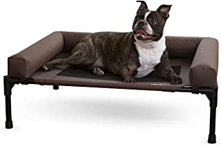 K&H Pet Products Original Bolster Pet Cot Outdoor Elevated Dog Bed with Removable Bolsters – Chocolate/Black Mesh
