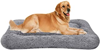 Poohoo Soft Plush Dog Bed,Dog Crate Bed Pet Cushion Pet Pillow Bed Washable,Non-Slip Crate Dog Bed Crate Mat Pet Bed for Medium Large Dogs (X-Large, Grey)