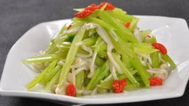 Asia food – Practice celery enoki mushrooms, spicy chicken legs, stuffed peppers and octopus
